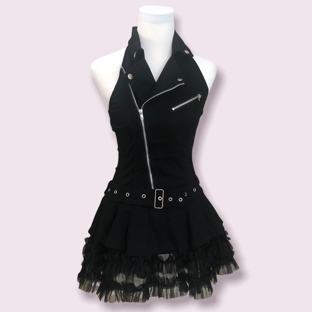 Tripp NYC Halter Black Dress - Punk - Fit & Flare - Mini - Sz Small